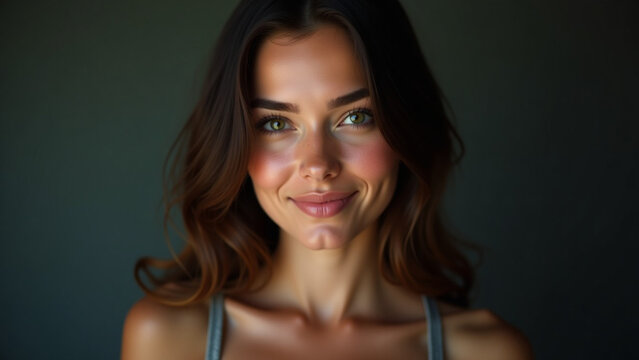 Creative design style concept iteration nature Studio portrait of a young beautiful brunette woman ar