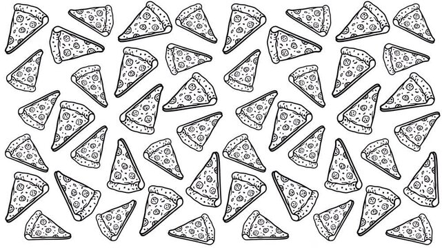 Pizza slice pattern background looping motion graphic for fast food cafe menu design and restaurant marketing