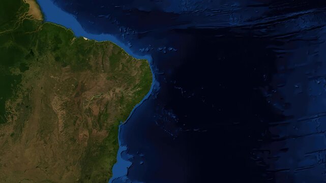 Satellite Zoom Animation From World Map To Maceio Brazil Location