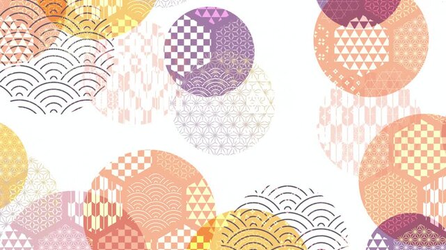 Traditional Japanese Patterns on Colorful Circles 4K