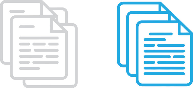Documents vector illustration, file papers icon, stack of white and blue colored sheets.
