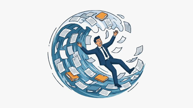 Business Professional Overwhelmed by Documentation.