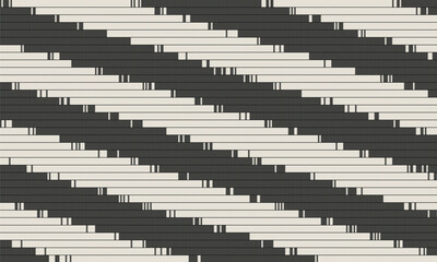 Naklejka premium Geometric wave pattern with black vertical lines and beige rectangles abstract