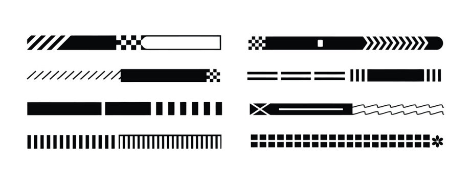 Racing Stripes car tuning pack, sticker decals for body covering, sporty racing design graphics, automotive customization vector illustration set.