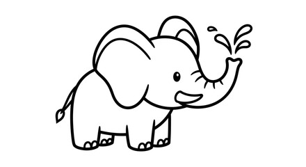 Fototapeta premium Cartoon Elephant Drinking Water.