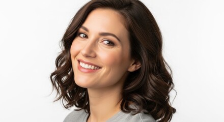 Naklejka premium Smiling woman, portrait, headshot, business professional, isolated on white