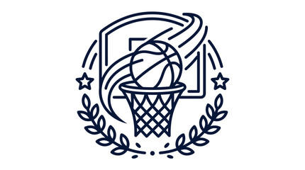 Basketball championship logo featuring hoop ball and laurel wreath © ghina
