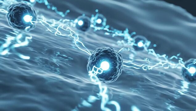 Immune memory cells storing defense information after infection, glowing neural-like immune pathways strengthening inside transparent biological tissue