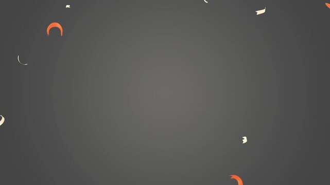 Crescents glowing in orange light drift through a dark grey space to provide a modern and stylish backdrop for digital presentations that require a unique touch of abstract elegance and mystery.