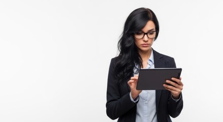 Naklejka premium Businesswoman, professional woman, tablet user, corporate executive, young adult