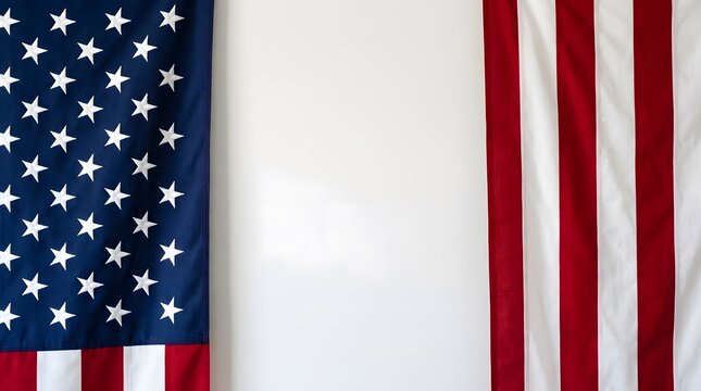American flag hanging on wall with copyspace