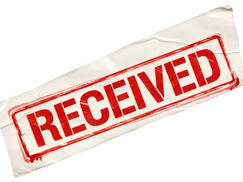 Red received stamp badge on white background isolated on transparent background