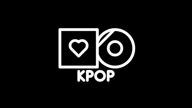 K-Pop Music Icon with Heart and CD Symbol on Black Background