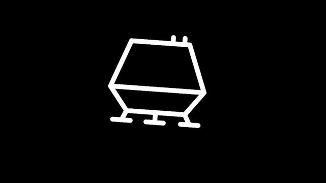 Minimalist white outline of a futuristic spacecraft on a black background