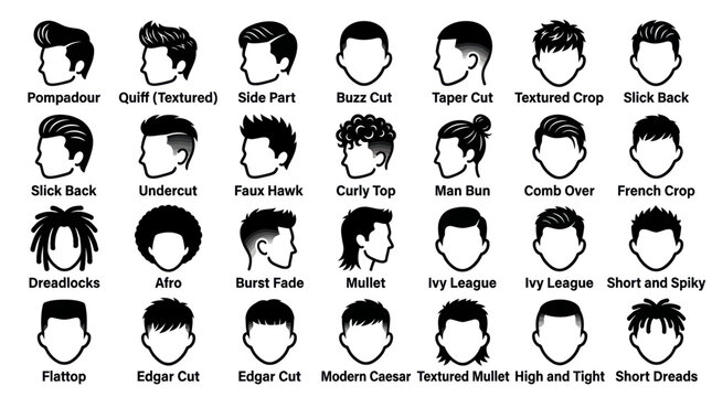 Men's hairstyle and grooming haircut style guide.