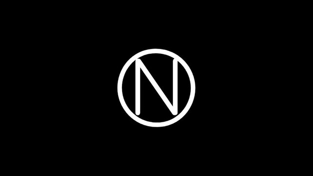 Minimalist white letter N inside a circle on a black background