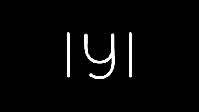 Minimalist white text 'IYI' on a black background, elegant and modern design