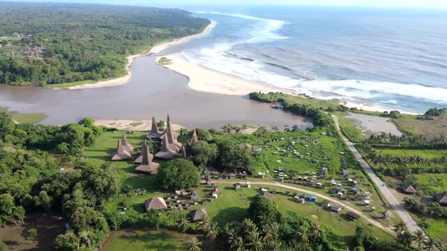 Aerial view of Ratenggaro traditional village in Sumba, Indonesia