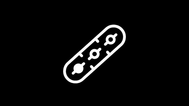 Simple white icon of a pill blister pack with three pills on a black background