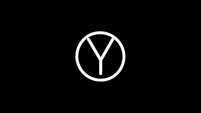 Minimalist white letter Y inside a circle on a black background