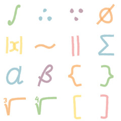 Fototapeta premium Advanced Mathematics Symbols and Greek Letters Color