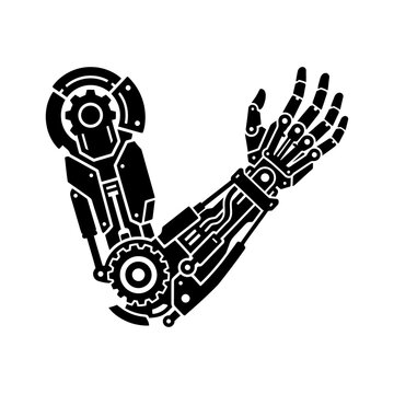 Set of robotic and mechanical limb designs including prosthetic and icon sets for bionic technology and automation