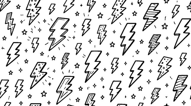 Repeating lightning bolt pattern with stars design.