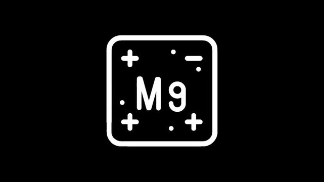 Periodic table element Mg with atomic number 12 and mass number 9