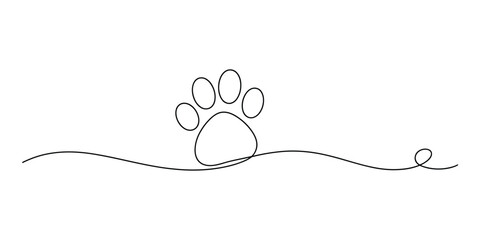 Continuous line drawing of a simple animal paw print © Alzin