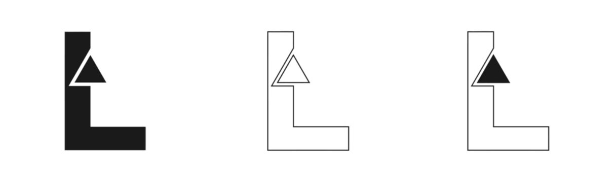 Geometric l shapes with triangles abstract design elements