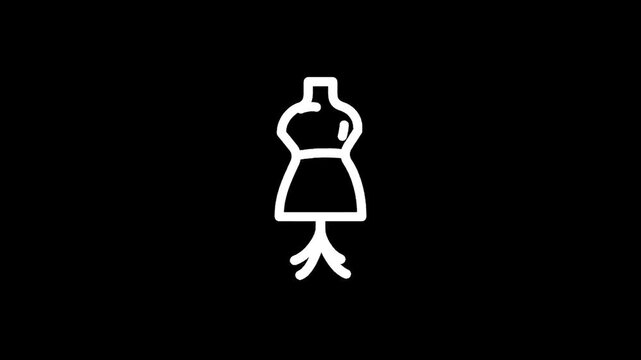Simple white outline of a dress form on a black background, minimalist design