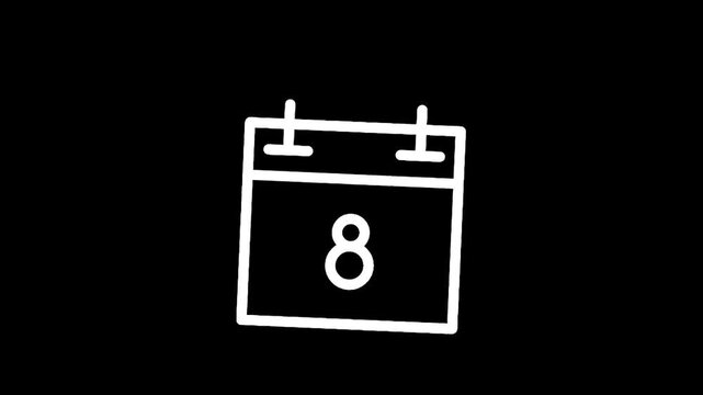 Simple line art icon of a calendar page showing the number 8