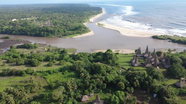 Aerial view of Ratenggaro traditional village in Sumba, Indonesia