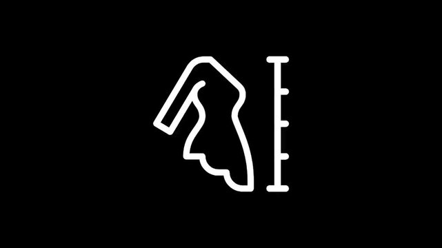 Simple white outline of a dress on a black background, minimalist fashion icon