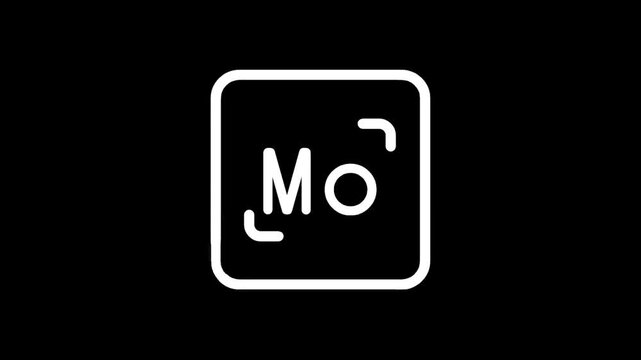 Molybdenum element symbol Mo with atomic number 42 in a square box