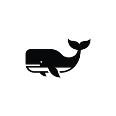 Obraz premium Minimalist black and white of a whale swimming, featuring clean geometric lines and a stylized silhouette on a white background, for use in, branding or marine-themed