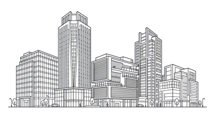 Modern tall building sketch with clean architectural lines. © bogel