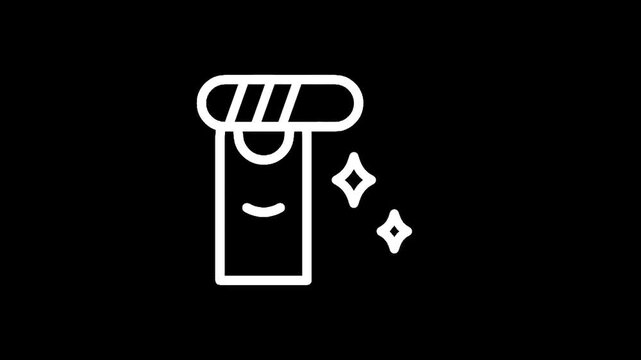 Stylized icon of a clean, sparkling test tube with a happy face