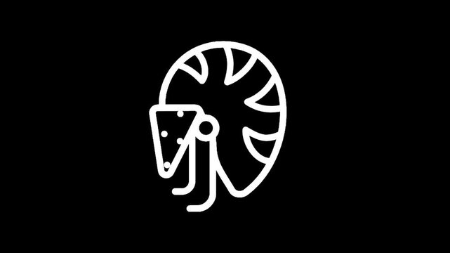 Nautilus shell icon with tentacles and head on a black background