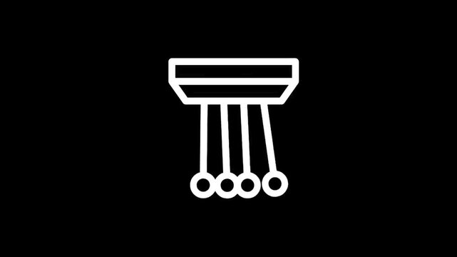 Newton's cradle icon symbolizing physics, motion, and cause and effect