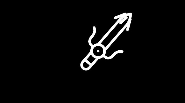 Stylized white sai weapon icon on a stark black background, minimalist design
