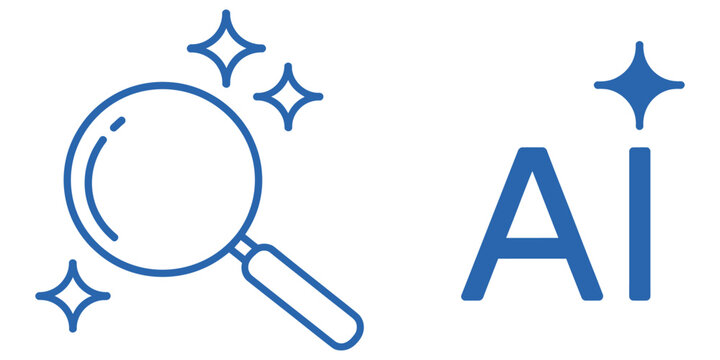 Ai generate button, vector illustration with star logo, command prompt icon, search symbol featuring magic sparkle elements, modern technology interface design.