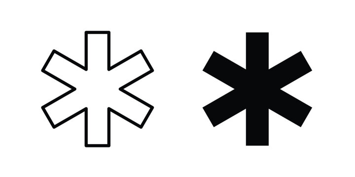 Asterisk icon graphics, editable stroke linear icon, eps 10
