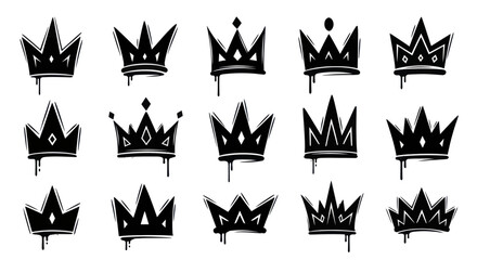 Collection of Hand Drawn Graffiti Style Crown Icons. © DOG2