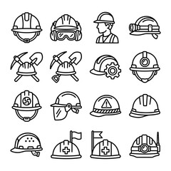 Fototapeta premium Industrial hard hat icon representing safety in construction, a black protective helmet silhouette symbol for site workers and professional