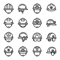 Fototapeta premium Black Hard Hat and Safety Helmet Icon for Construction Projects, Featuring Protective Gear for Industrial Workers and Occupational Site Safety