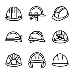Fototapeta premium Minimalist black hard hat and construction helmet as a safety icon representing industrial protection and headwear for work site safety