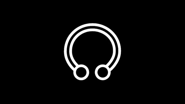 Minimalist white horseshoe piercing symbol on a black background