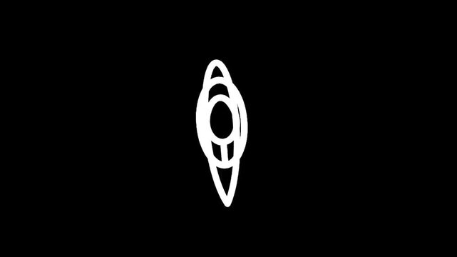 Abstract white oval shape with concentric rings on a black background