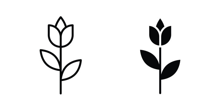 Flower tulip icon graphics, editable stroke linear icon, eps 10